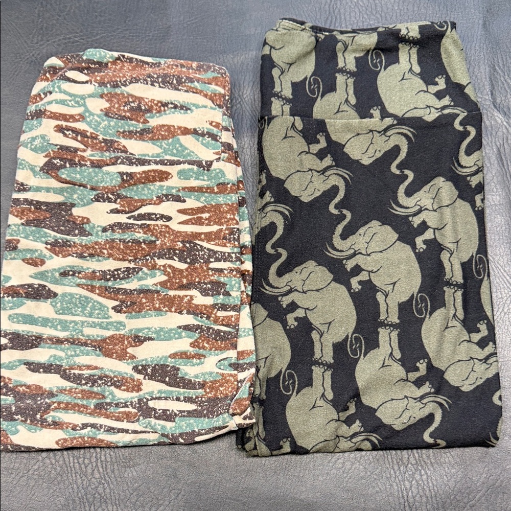 Lularoe Elephant and Camo leggings one size